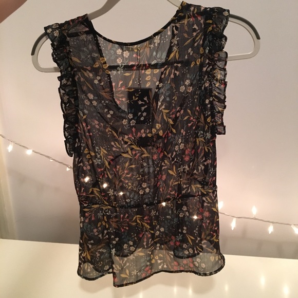 Rare Zara Empire Waist Sheer Floral Top - Picture 2 of 4